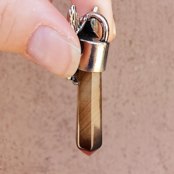 New Silver Wolf Head Onyx Agate Pendulum Pendant. - Picture 12 of 15